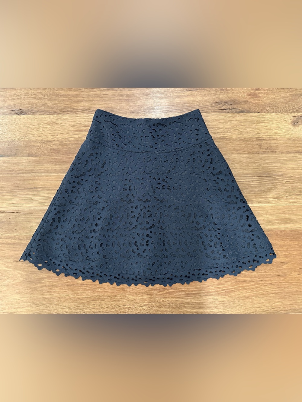 Reiss Black Eyelet Lace Mini Skirt